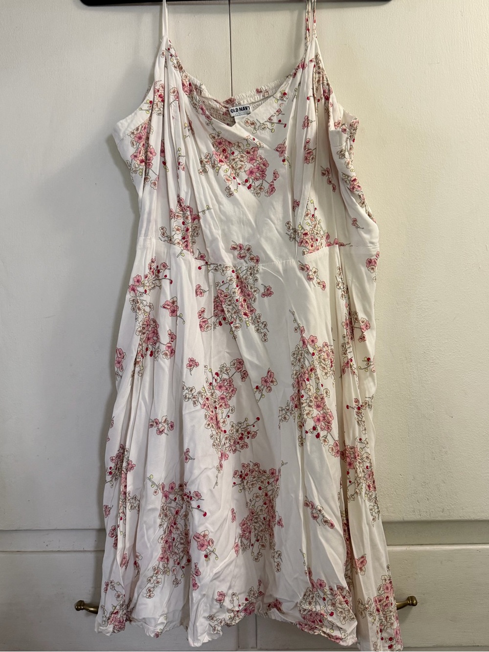 Old Navy White Mini Slip Dress with Pink Floral Print